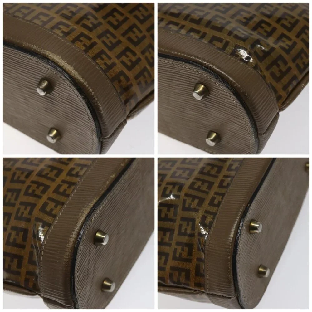 FENDI Zucchino Canvas Shoulder Bag Enamel Beige Gold Auth ep8215 - Picture 15 of 16